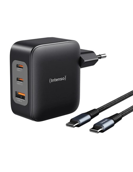 Cargador de pared intenso gan w100acc 20w 2x usb tipo c + 1x usb tipo a + cable usb tipo c