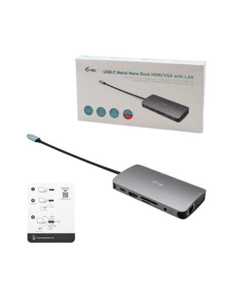Nano docking station i - tec usb - c 4k con hdmi - vga + lan power delivery 100w