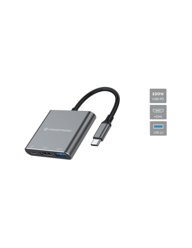 Hub usb tipo c conceptronic donn18g 1 x hdmi - 1 x usb 3.0 - 1 x usb tipo c - 100w