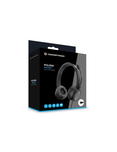 Auriculares conceptronic polona05b usb negro