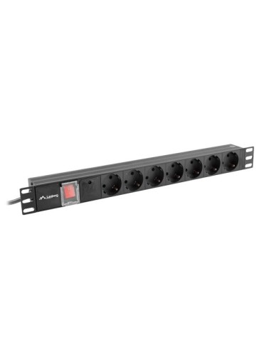 Regleta lanberg 1u 10a 7x schuko rack 19 pulgadas 2m negro c14