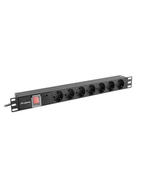 Regleta lanberg 1u 10a 7x schuko rack 19 pulgadas 2m negro c14