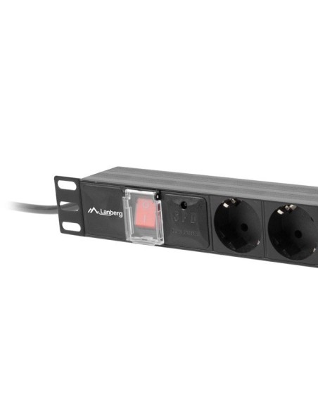 Regleta lanberg 1u 10a 7x schuko rack 19 pulgadas 2m negro c14