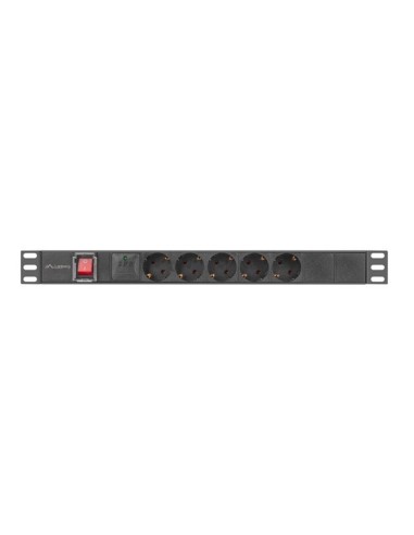 Regleta lanberg 1u 16a rack 19 pulgadas 5x socket schuko negro 2m