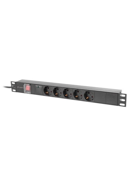 Regleta lanberg 1u 16a rack 19 pulgadas 5x socket schuko negro 2m Regleta lanberg 1u 16a rack 19 pulgadas 5x socket schuko negro 2m