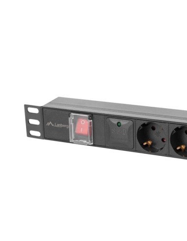 Regleta lanberg 1u 16a rack 19 pulgadas 5x socket schuko negro 2m