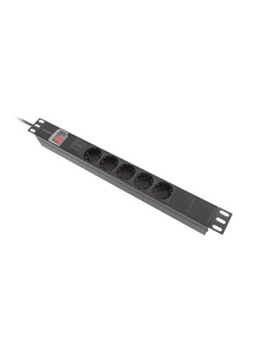 Regleta lanberg 1u 16a rack 19 pulgadas 5x socket schuko negro 2m