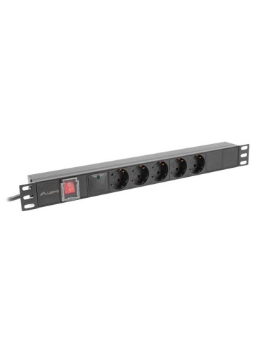 Regleta lanberg 1u 16a rack 19 pulgadas 5x socket schuko negro 2m