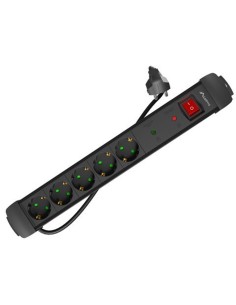 Regleta lanberg sp1 5 tomas schuko proteccion hasta 2500w negra 1.5m