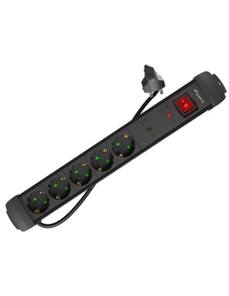 Regleta lanberg sp1 5 tomas schuko proteccion hasta 2500w negra 1.5m