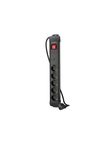 Regleta lanberg sp1 5 tomas schuko proteccion hasta 2500w negra 1.5m
