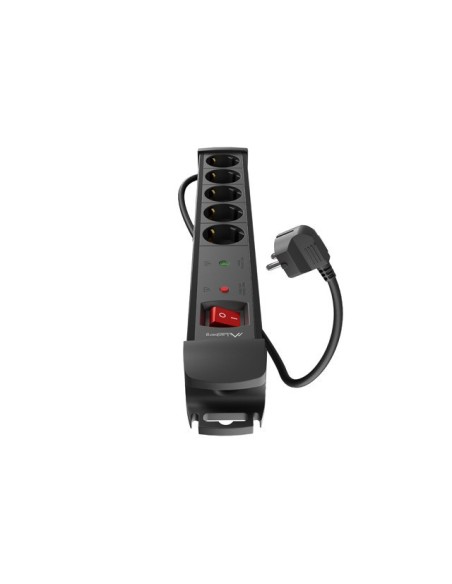 Regleta lanberg sp1 5 tomas schuko proteccion hasta 2500w negra 1.5m