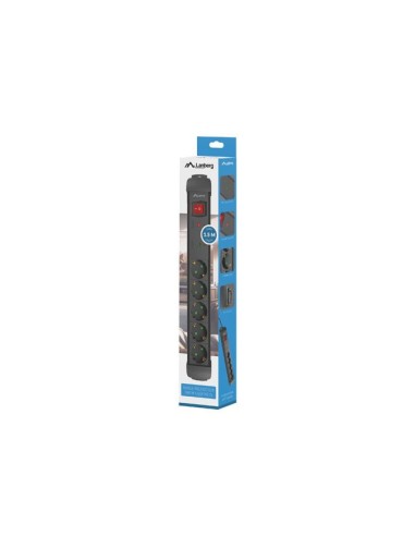Regleta lanberg sp1 5 tomas schuko proteccion hasta 2500w negra 1.5m
