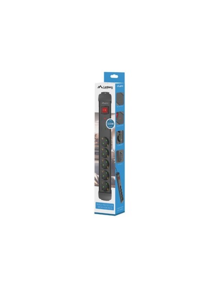 Regleta lanberg sp1 5 tomas schuko proteccion hasta 2500w negra 1.5m
