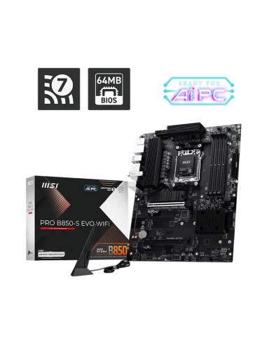Placa base msi pro b850 - s evo wifi am5 atx - 4x ddr5