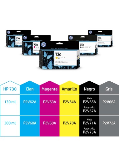 Cartucho hp nº 730 amarilo 130ml
