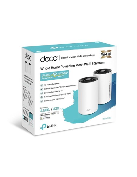 Wifi mesh tp - link deco px50 ax3000 + g1500 pack 2 unidades Wifi mesh tp - link deco px50 ax3000 + g1500 pack 2 unidades