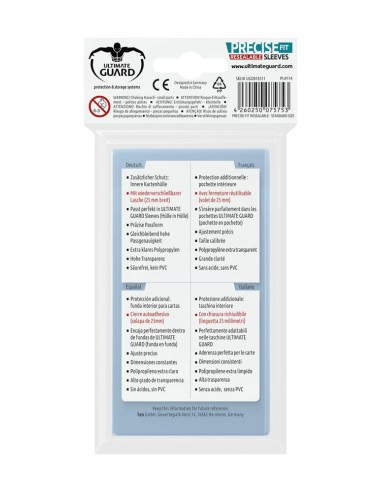Fundas transparentes de cartas ultimate guard precise - fit cierre reutilizable tamaño estándar 100 unidades