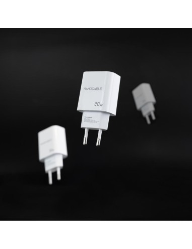 Cargador nanocable usb - c - pd + usb - a - qc 20w - blanco