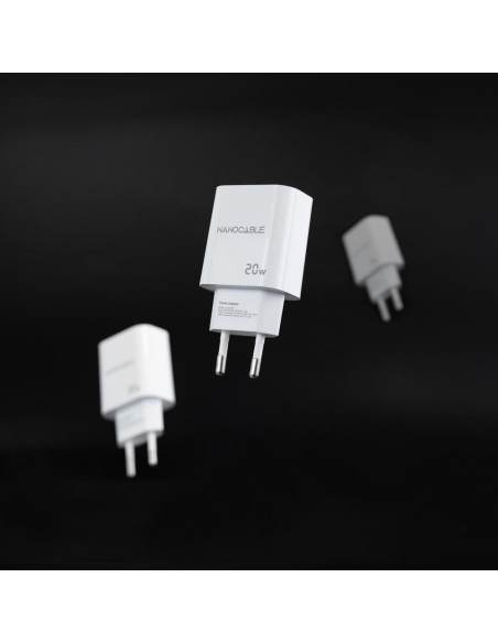 Cargador nanocable usb - c - pd + usb - a - qc 20w - blanco