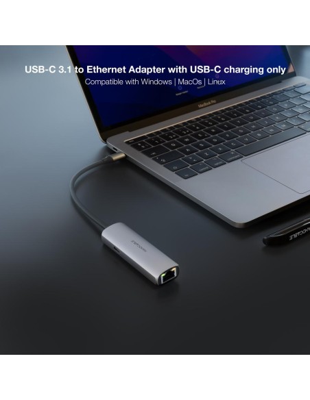 Adaptador nanocable usb - c 3.1 a rj45 con pd 100w usb - c - m aluminio color gris 18 cm Adaptador nanocable usb - c 3.1 a rj45 con pd 100w usb - c - m aluminio color gris 18 cm