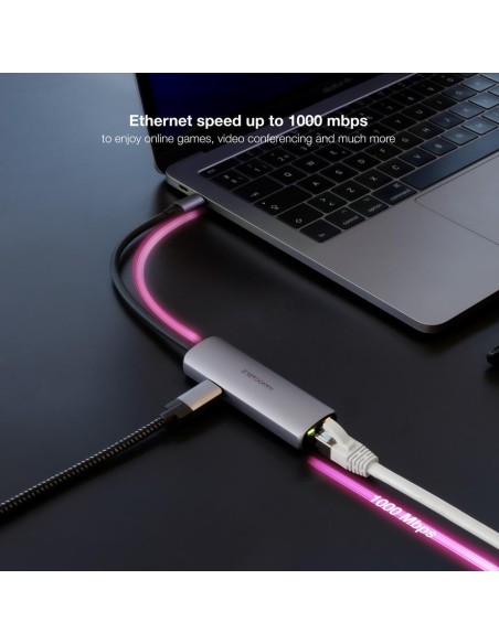 Adaptador nanocable usb - c 3.1 a rj45 con pd 100w usb - c - m aluminio color gris 18 cm Adaptador nanocable usb - c 3.1 a rj45 con pd 100w usb - c - m aluminio color gris 18 cm