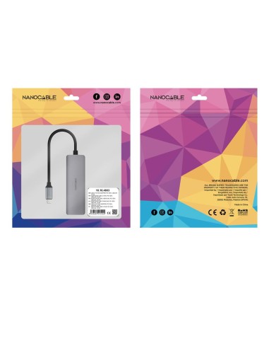 Adaptador nanocable usb - c 3.1 a rj45 con pd 100w usb - c - m aluminio color gris 18 cm