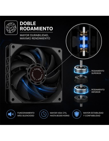 Ventilador disipador cpu gaming coolbox negro 6 heatpipes h6 black 240w tdp intel - amd