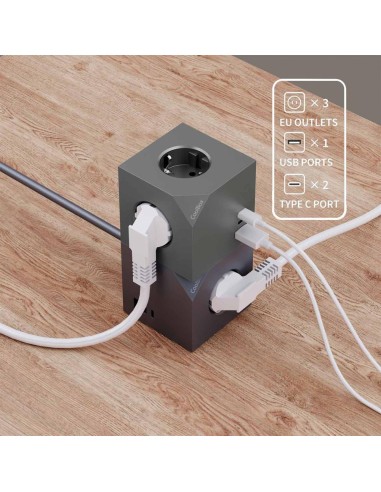 Base de enchufes coolbox cubik enchufes con carga usb c+a