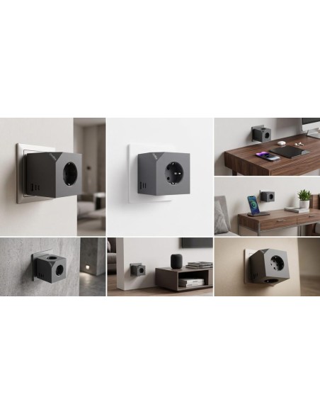 Base de enchufes coolbox cubik enchufes con carga usb c+a Base de enchufes coolbox cubik enchufes con carga usb c+a