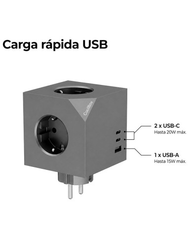 Base de enchufes coolbox cubik enchufes con carga usb c+a
