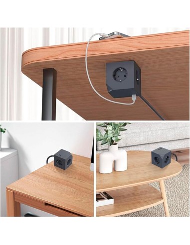 Base de enchufes coolbox cubik magnet 3 enchufes con carga usb c+a cable ac integrado