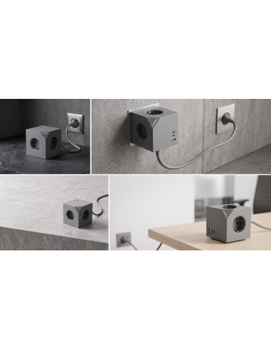 Base de enchufes coolbox cubik magnet 3 enchufes con carga usb c+a cable ac integrado