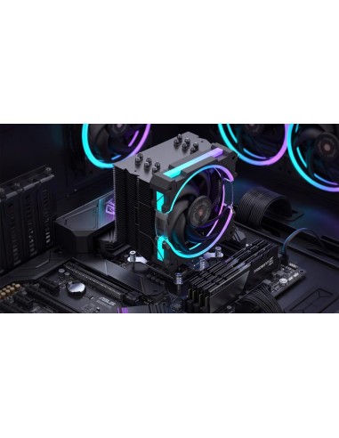 Ventilador disipador cpu gaming coolbox negro argb h6 ring