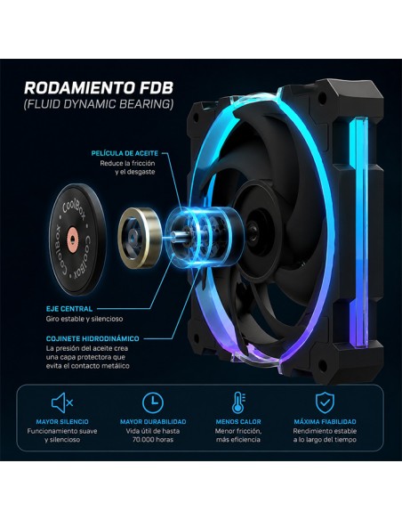 Ventilador disipador cpu gaming coolbox negro argb h6 ring Ventilador disipador cpu gaming coolbox negro argb h6 ring