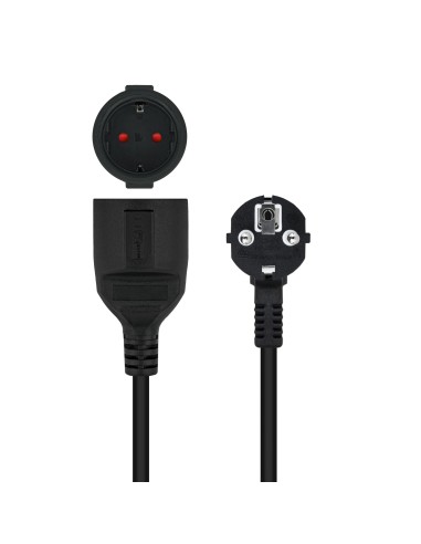 Cable de alimentacion schuko nanocable 2m - macho - hembra - negro
