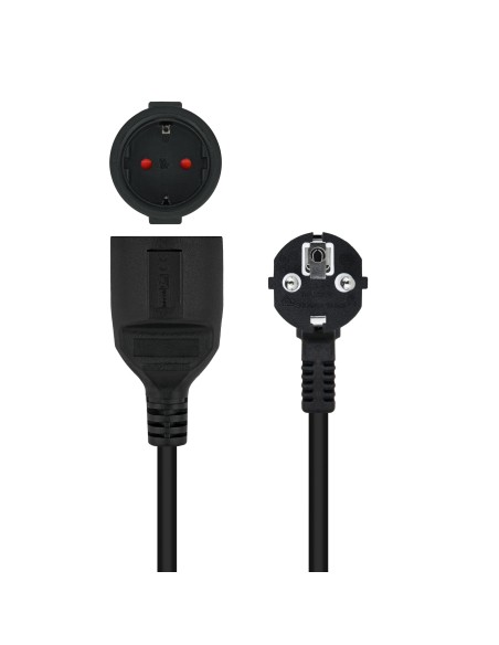 Cable de alimentacion schuko nanocable 2m - macho - hembra - negro
