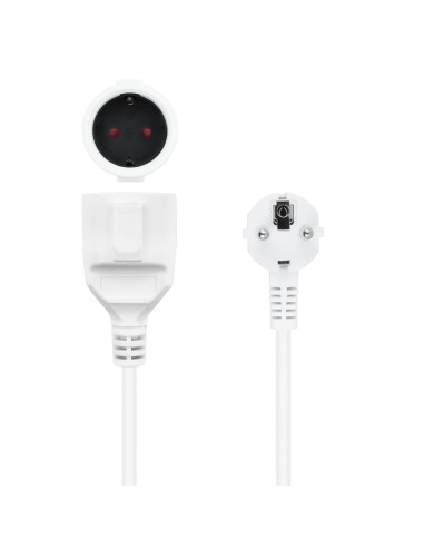 Cable de alimentacion schuko nanocable 5m - macho - hembra - blanco