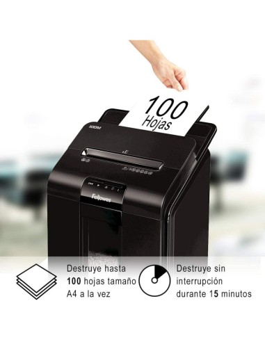 Destructora de papel fellowes automax 100m corte en particula 4x10mm - 23 litros