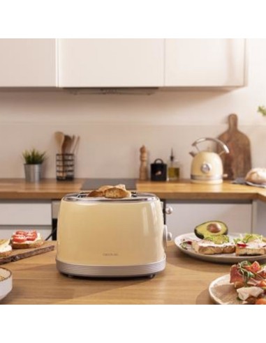 Tostadora cecotec toast and taste 800 vintage light yellow