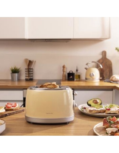 Tostadora cecotec toast and taste 800 vintage light yellow