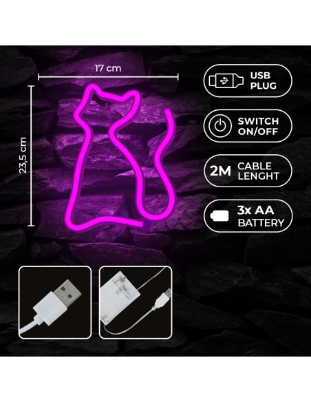 Lampara forever neon led cat pink