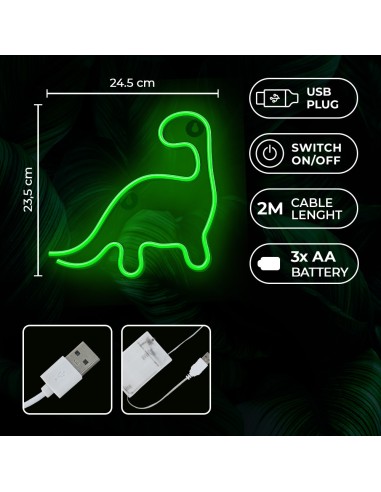 Lampara forever neon led dinosaur green