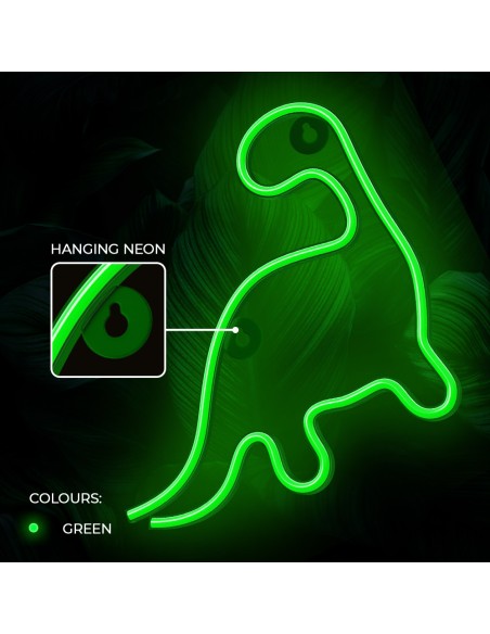 Lampara forever neon led dinosaur green