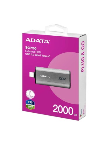 Disco duro externo ssd adata sc750 2tb usb tipo c gris