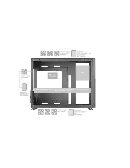 Caja ordenador mars gaming mclcd matx cristal templado pantalla ips 8 pulgadas negro