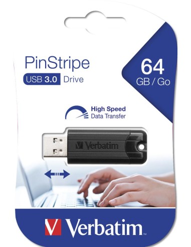 Memoria usb 3.2 verbatim pinstripe 64gb negro