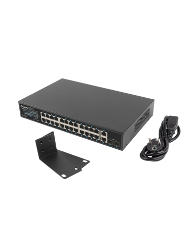 Switch lanberg 24 ptos 1gb poe+ - 2x sfp 2x gbit ethernet 250w rack 19