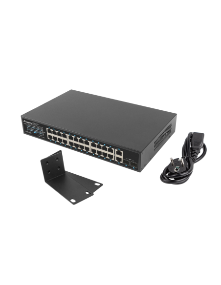 Switch lanberg 24 ptos 1gb poe+ - 2x sfp 2x gbit ethernet 250w rack 19