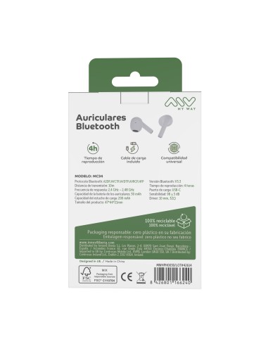 Auriculares myway mwhph0030 inalambrico blanco